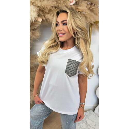 INSPIRED GLITTER POCKET TEE OFFWHITE