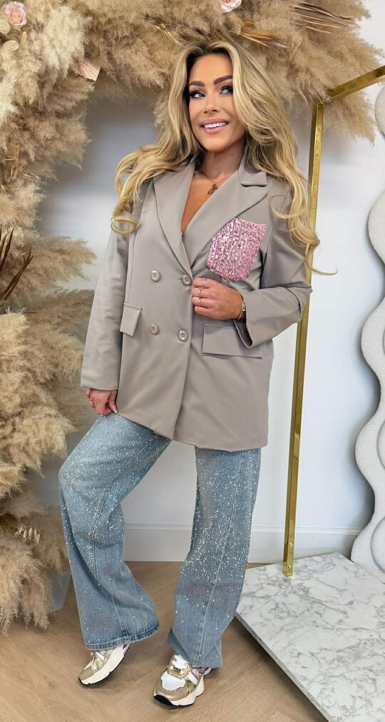 GLOW POCKET BLAZER TAUPE