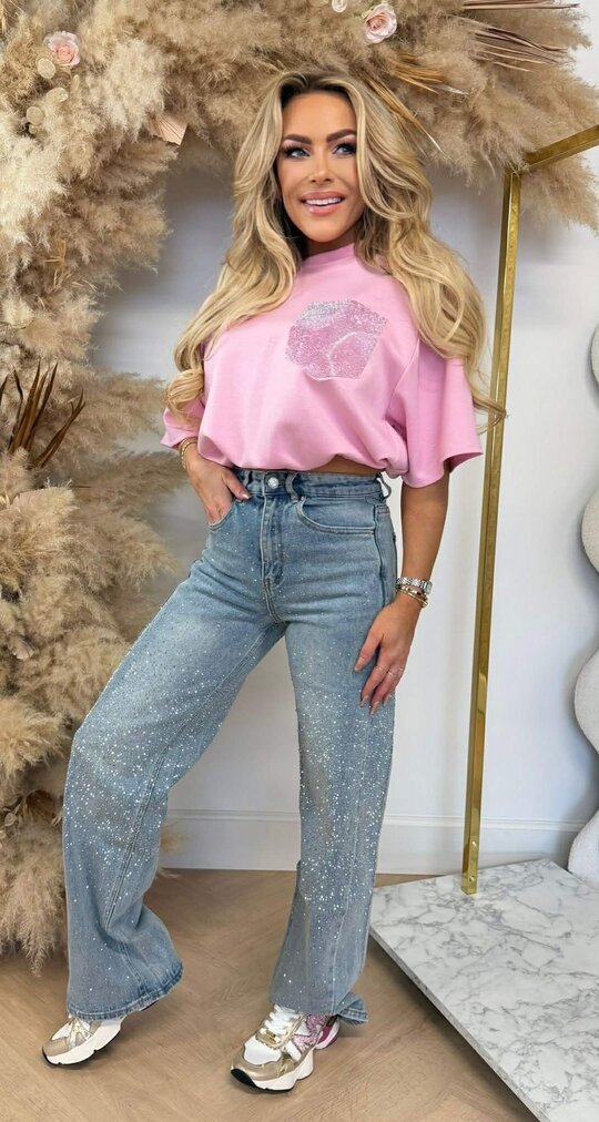 VIRAL SPARKLE CROPPED TOP PINK