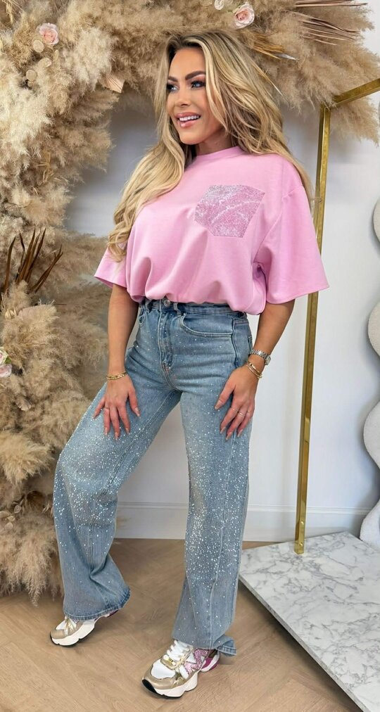 VIRAL SPARKLE CROPPED TOP PINK