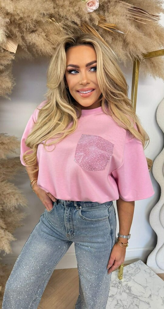 VIRAL SPARKLE CROPPED TOP PINK