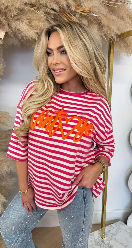 VINTAGE STRIPE TEE PINK