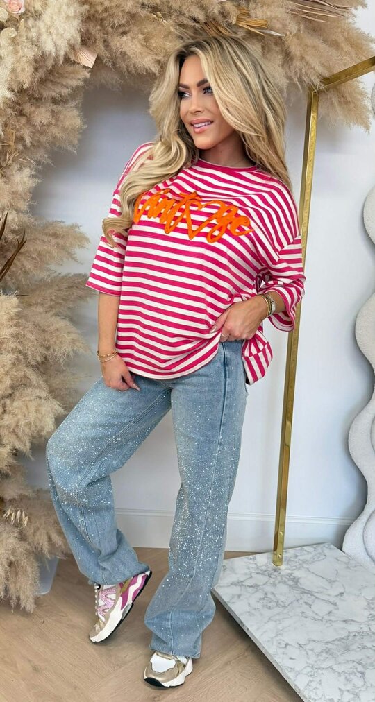 VINTAGE STRIPE TEE PINK