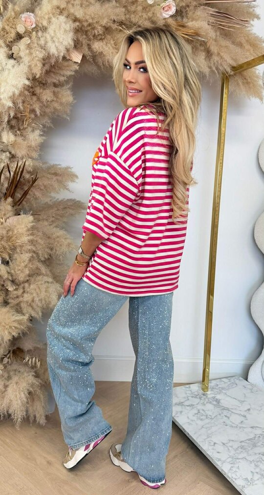 VINTAGE STRIPE TEE PINK