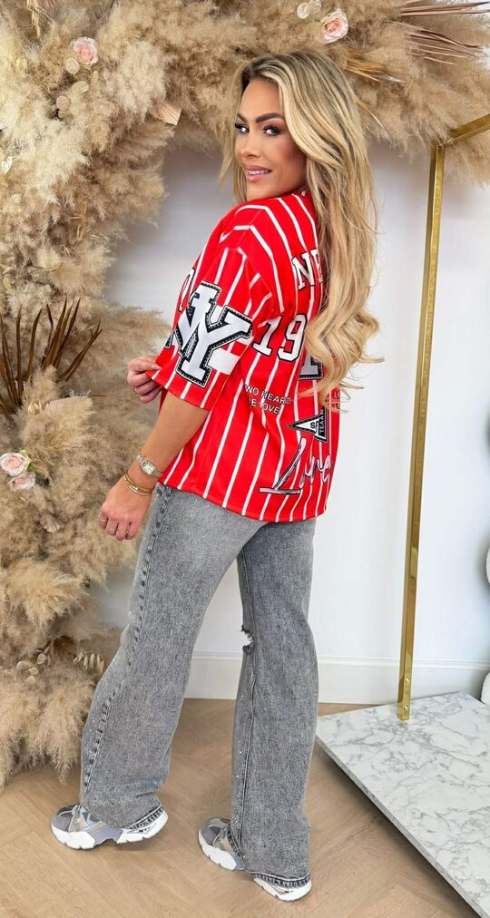 LOVE NY BASEBALL TEE RED