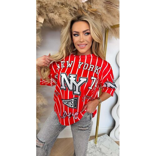 LOVE NY BASEBALL TEE RED