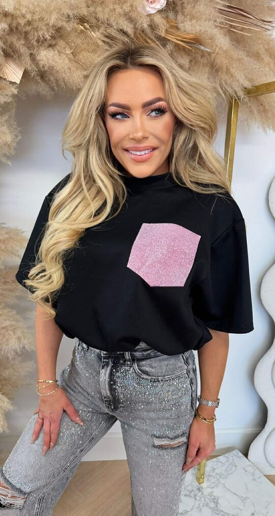 VIRAL SPARKLE CROPPED TOP BLACK