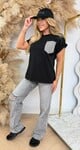 INSPIRED GLITTER POCKET TEE BLACK