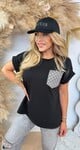 INSPIRED GLITTER POCKET TEE BLACK