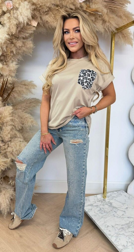 CLOE ROLLED UP SLEEVE TEE LIGHTTAUPE