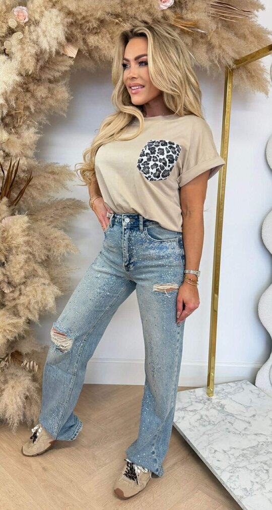 CLOE ROLLED UP SLEEVE TEE LIGHTTAUPE