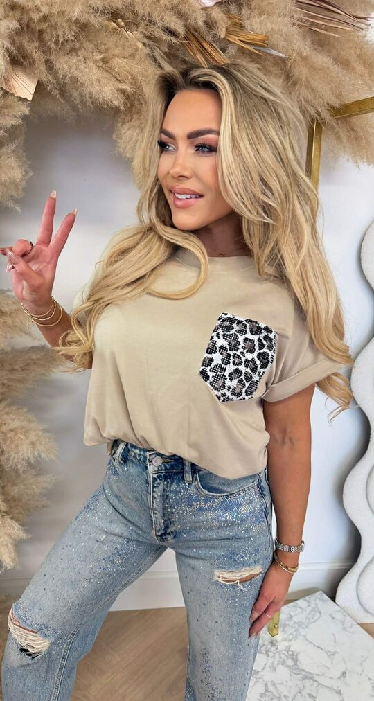 CLOE ROLLED UP SLEEVE TEE LIGHTTAUPE