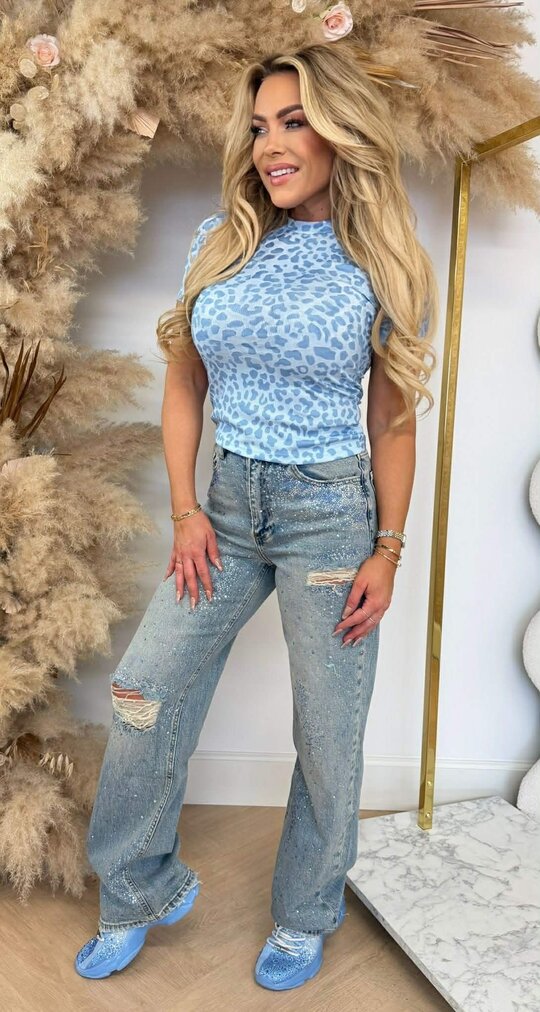 MIA LEOPARD TEE LIGHTBLUE