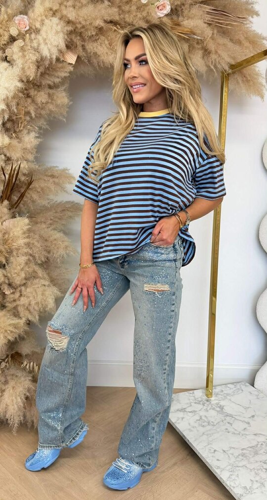 TIMELESS STRIPE TEE BLUE/CHOCO