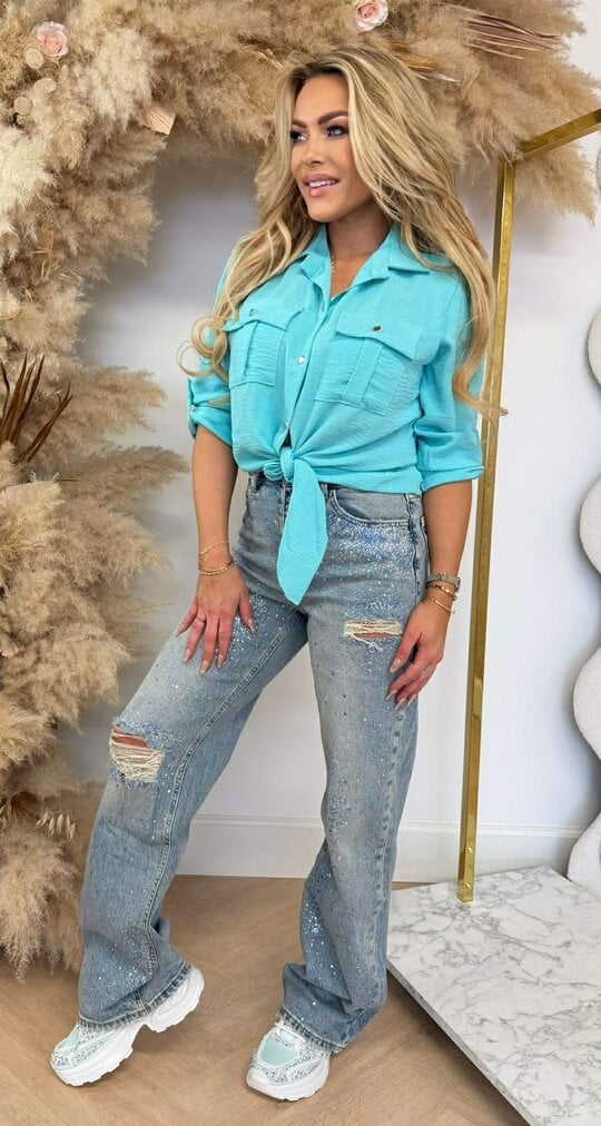 LARIS KNOOP BLOUSE AQUA