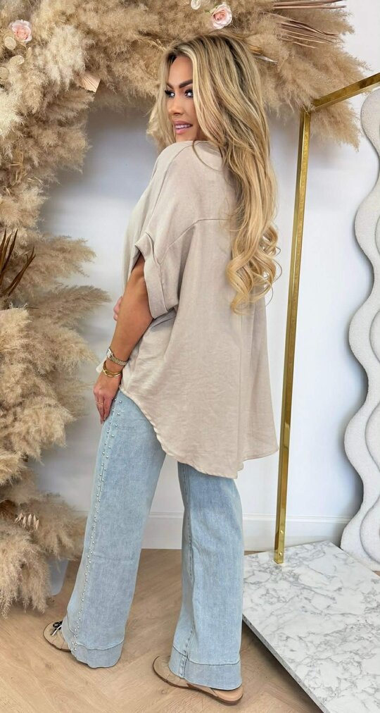 LOOSE FIT BUTTONED BLOUSE TAUPE