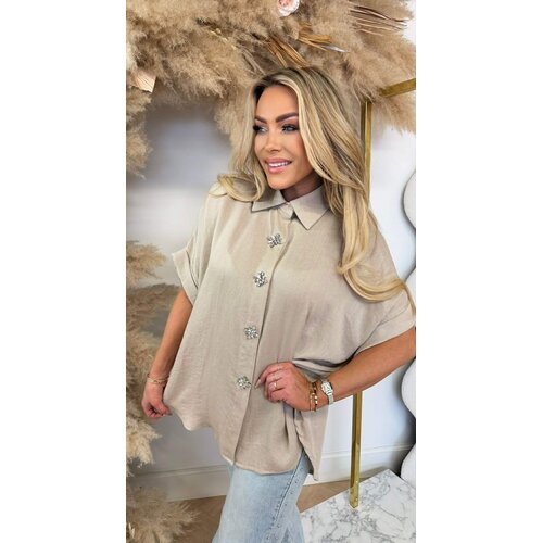 LOOSE FIT BUTTONED BLOUSE TAUPE