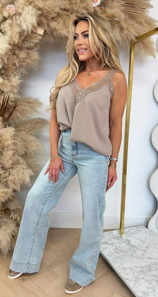 MILS ELEGANT LACE TOP TAUPE