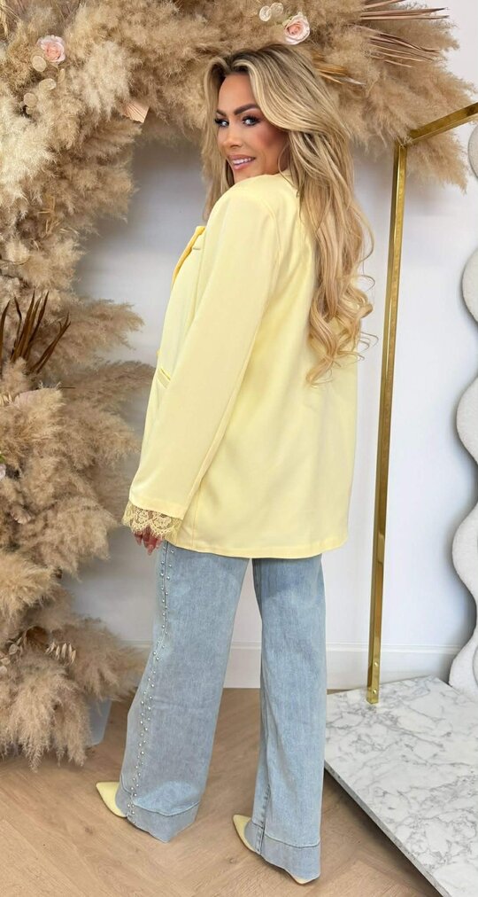 JOELLE DOUBLE BUTTON LACE BLAZER YELLOW