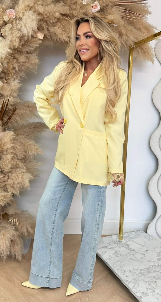 JOELLE DOUBLE BUTTON LACE BLAZER YELLOW