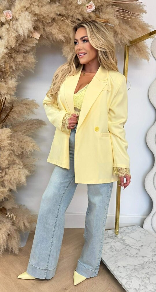 JOELLE DOUBLE BUTTON LACE BLAZER YELLOW