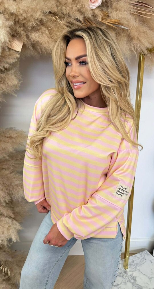 STREEP PATCH PERFECT LONGSLEEVE PINK/YELLOW