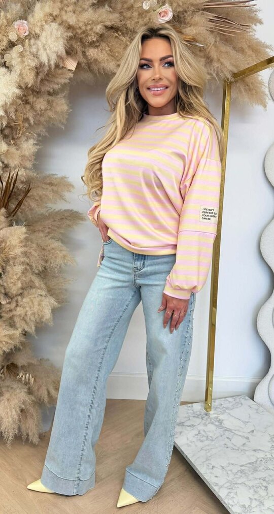 STREEP PATCH PERFECT LONGSLEEVE PINK/YELLOW