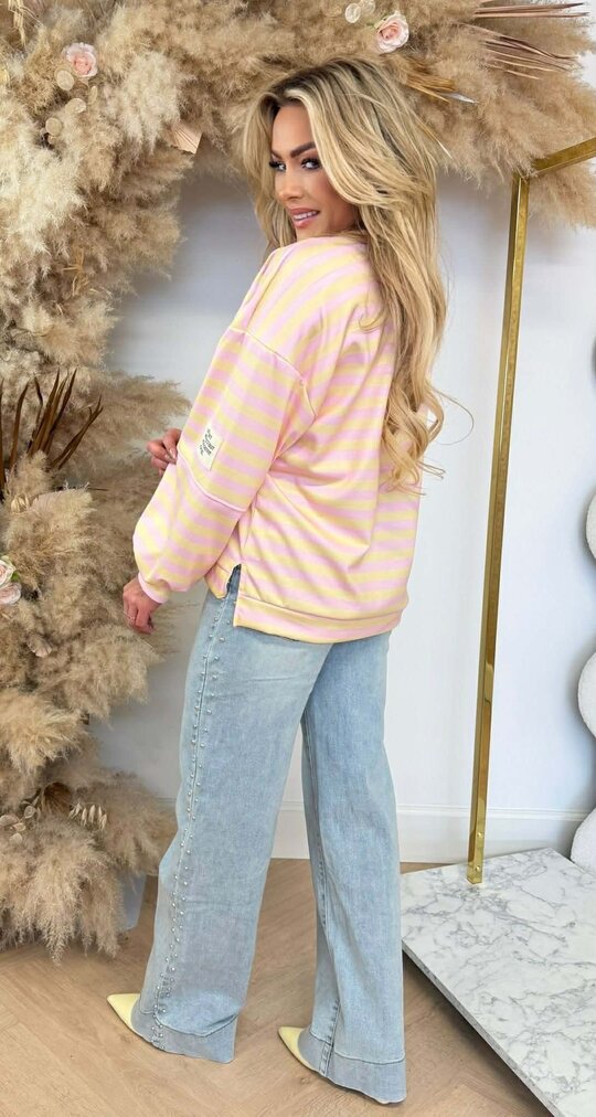 STREEP PATCH PERFECT LONGSLEEVE PINK/YELLOW