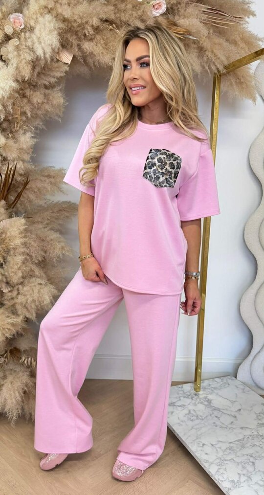 SHELLY LEO GLITTER POCKET SET PINK