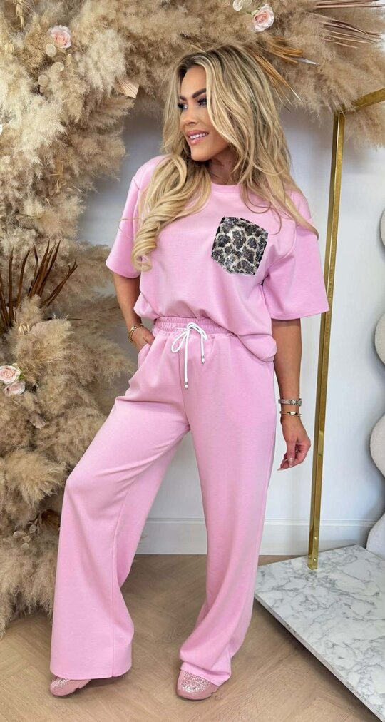 SHELLY LEO GLITTER POCKET SET PINK