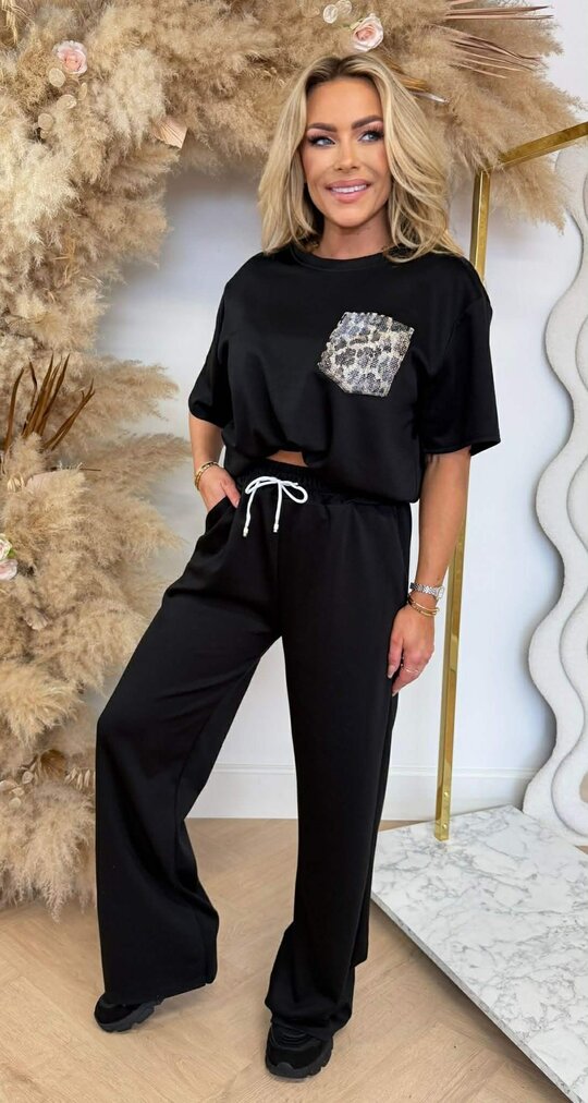 MARON LEO GLITTER POCKET SET BLACK