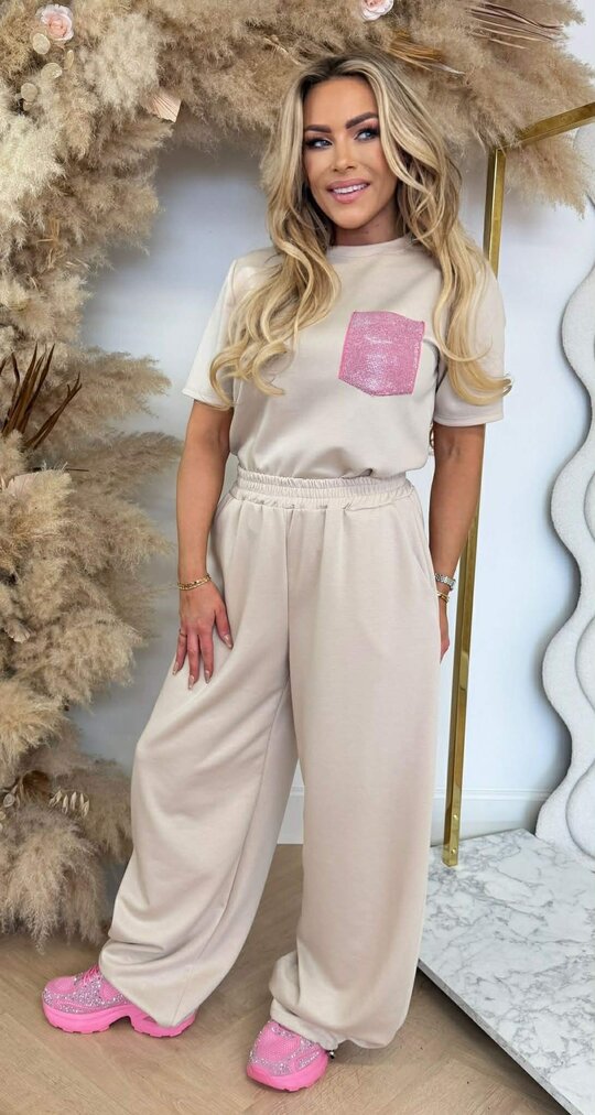 MARLY SPARKLE POCKET SET BEIGE