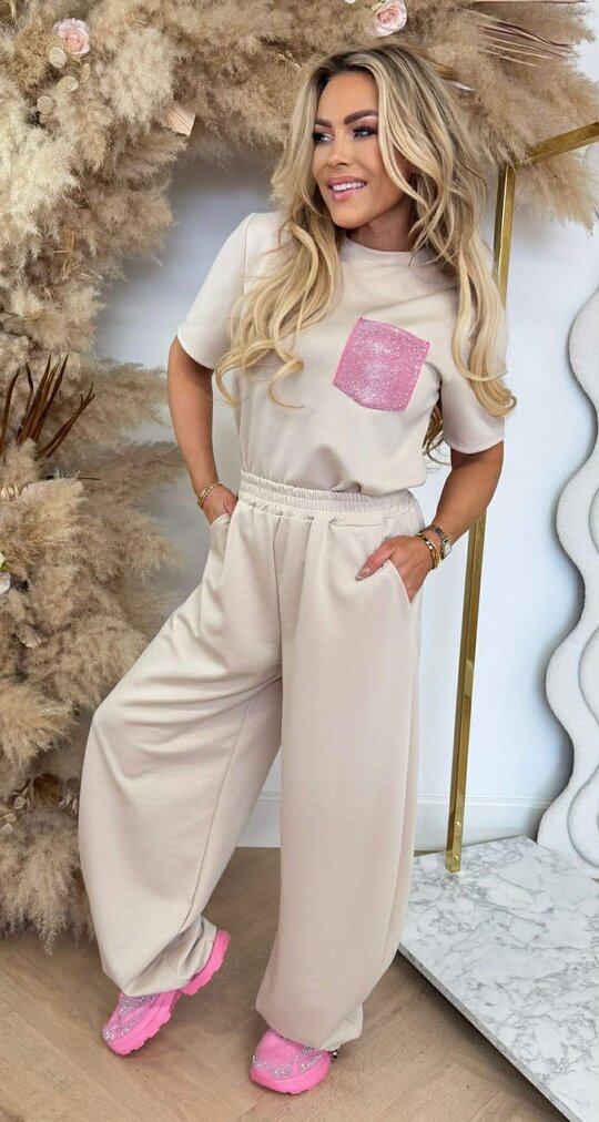 MARLY SPARKLE POCKET SET BEIGE