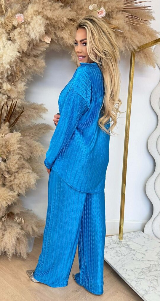 WAVY PLISSE SET BLUE