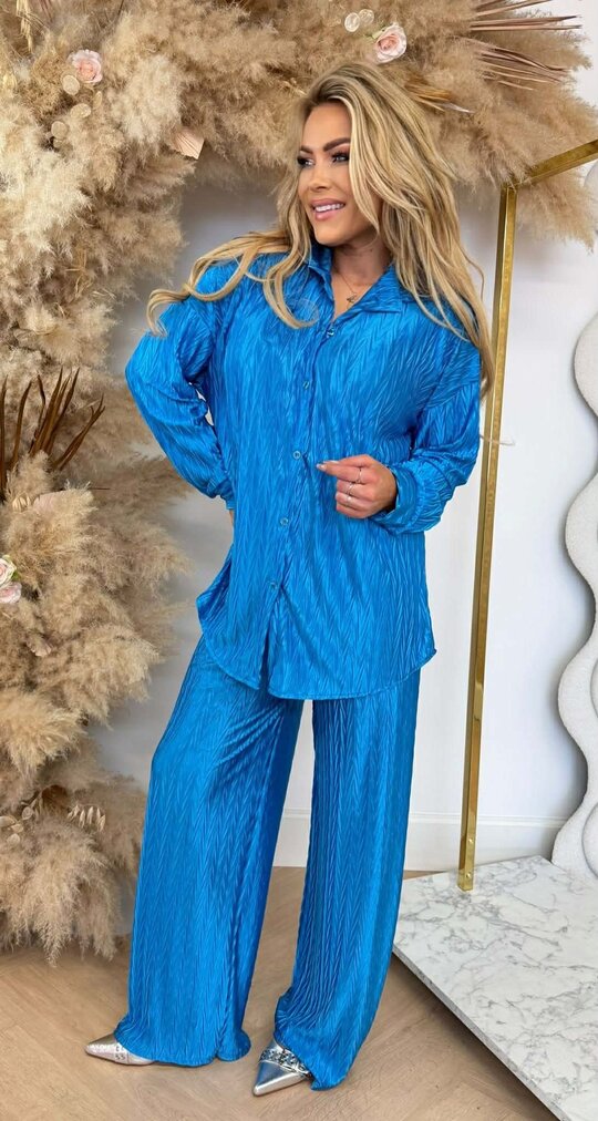 WAVY PLISSE SET BLUE
