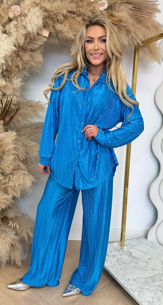 WAVY PLISSE SET BLUE