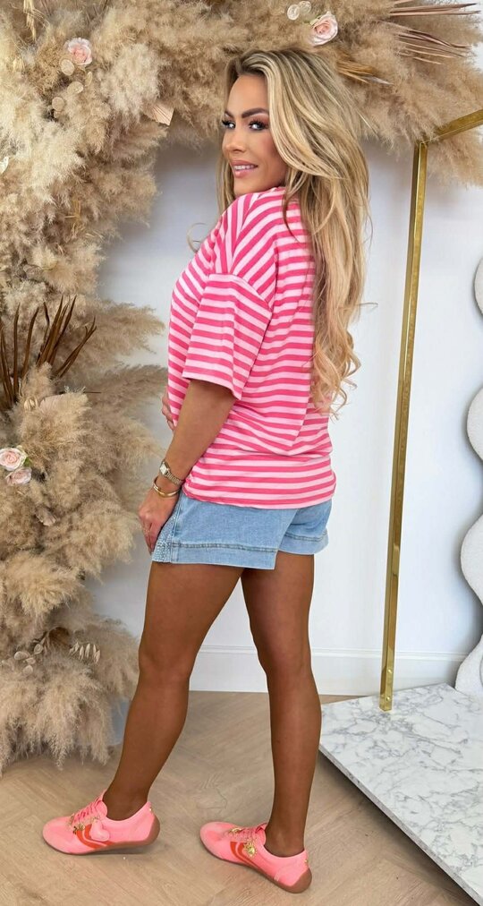 NENY STRIPE TOP PINK/PINK