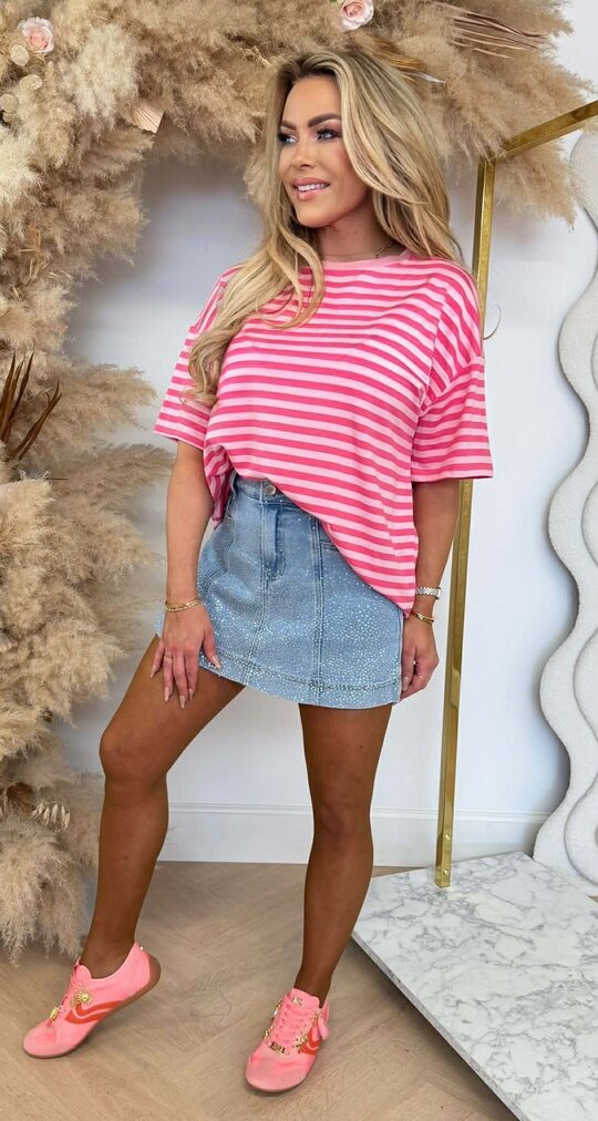 NENY STRIPE TOP PINK/PINK