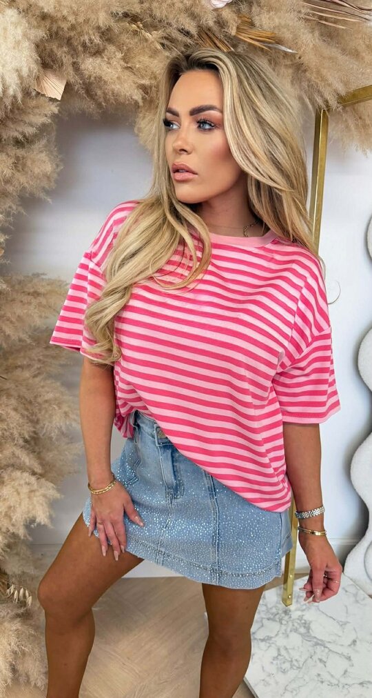NENY STRIPE TOP PINK/PINK