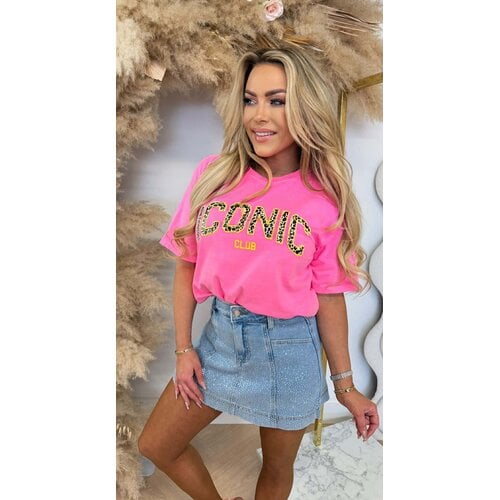 ICONIC SMALL LEO TEE 6030-449 NEONPINK