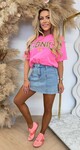 ICONIC SMALL LEO TEE 6030-449 NEONPINK
