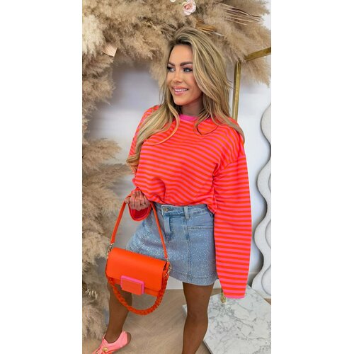 FLARE STRIPE OVERSIZED LONGSLEEVE PINK/NEONORANGE