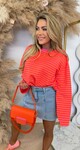 FLARE STRIPE OVERSIZED LONGSLEEVE PINK/NEONORANGE