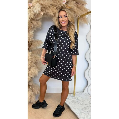 DOTTED LONG TEE BLACK