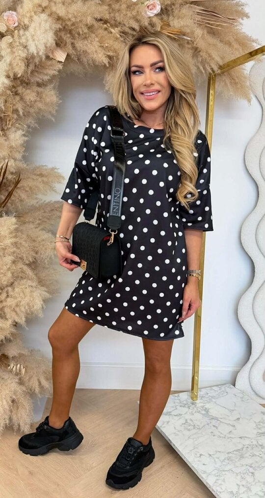 DOTTED LONG TEE BLACK