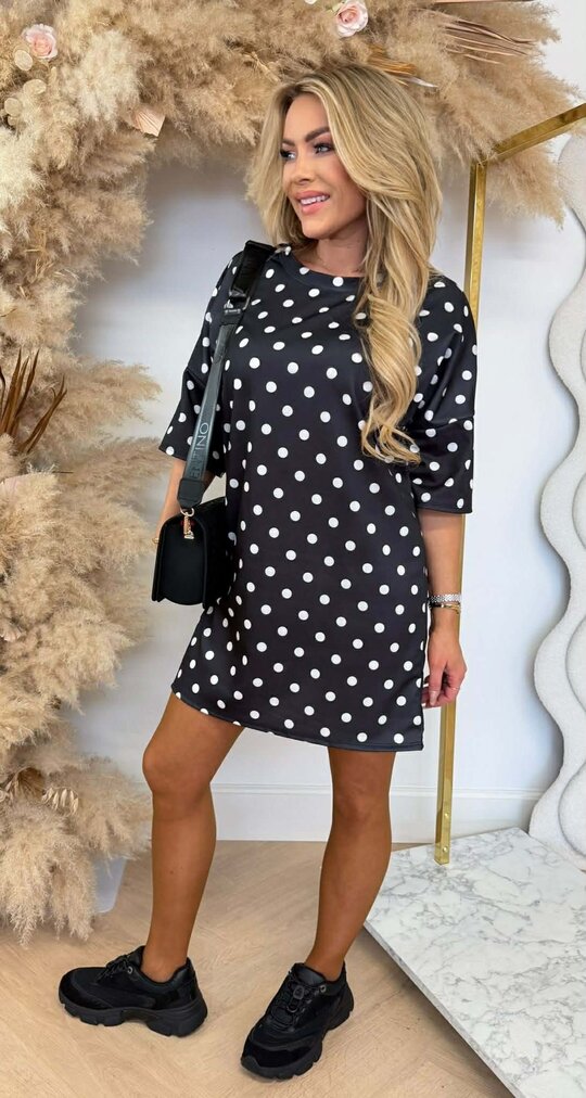 DOTTED LONG TEE BLACK