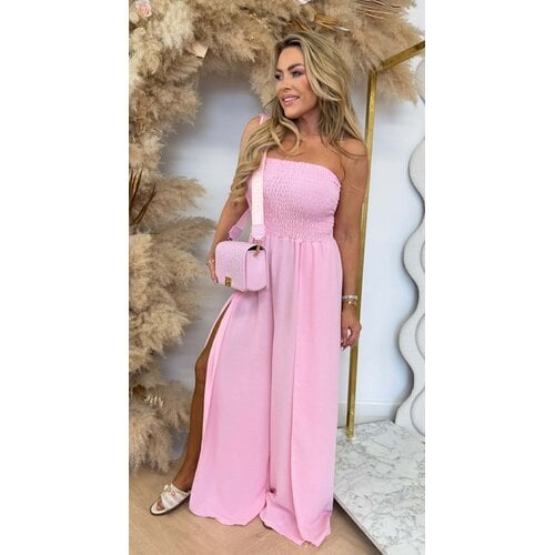 STRAPLESS FOLDED JUMPSUIT PINK