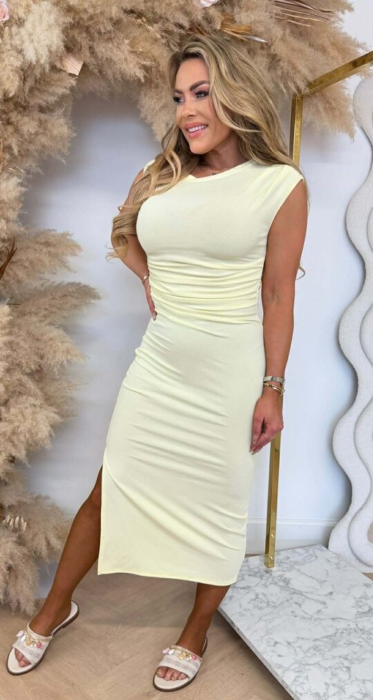 RIBBED MAXI DRESS BUTTERYELLOW