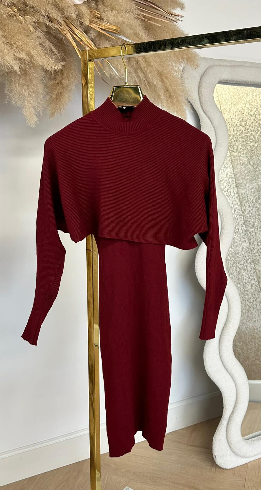 TWO PIECE DRESS + SWEATER BORDEAUX