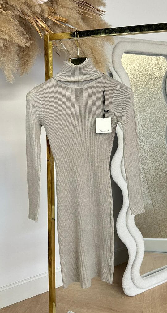 BASIC KOL KNIT DRESS BEIGE